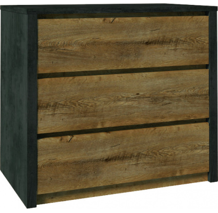 Komoda MONTANA K3S, Dub Lefkas+ Hladká sivá