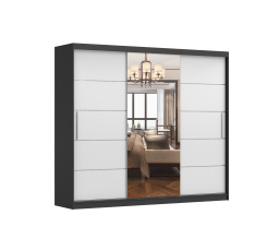Šatníková skriňa ALBA so zrkadlom, čierna/biela