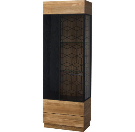 MONURIKI 10 - VYSOKÁ ĽAVÁ 1-dverová dubová s prvkami čierna matná - montovaný nábytok (MOSAIC) (SZ) (K150-Z)