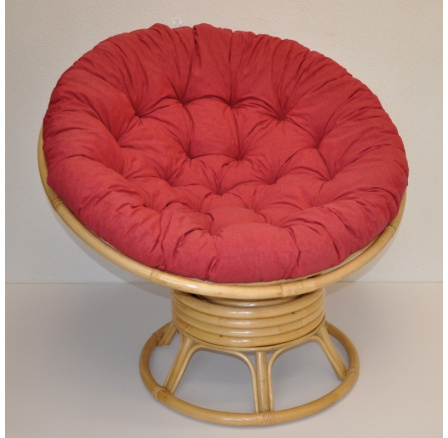 Ratanový papasan hojdací medový poduška vínový melír