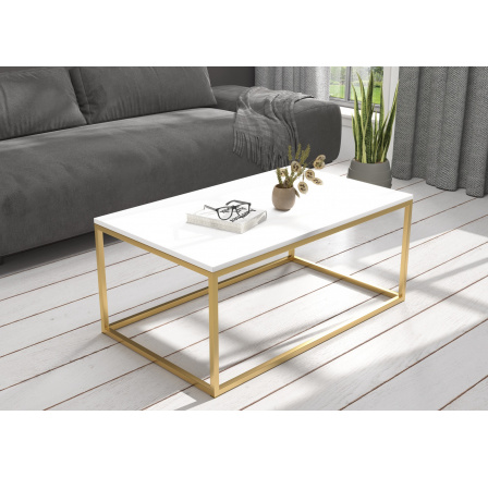 Konferenčný stolík NARISA 100x60 Zlatá+Biela