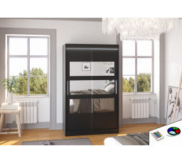 Posuvná skriňa so zrkadlom a LED osvetlením KOLORADO 120 Čierna+Čierna