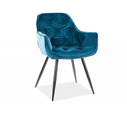 Jedálenská stolička CHERRY VELVET, Tyrkys Bluvel 85/Čierna