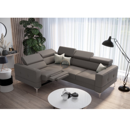 Rohová sedacia súprava TOSCANIA, relax s funkciou spania 185x250 prírodná koža - sivá, ľavá Rohová sedacia súprava TOSCANIA, relax s funkciou spania 185x250 prírodná koža - sivá, ľavá