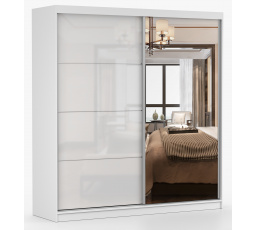 Šatní skriňa MULTI 35 - 233 cm, Biela/Biely Lesk