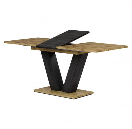 Jedálenský stôl, 140-180x80x76 cm, MDF doska, 3D dekor divoký dub