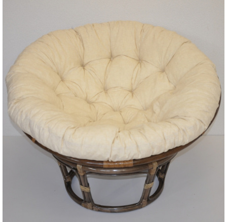 Ratanový papasan 110 cm hnedý vankúš svetlo béžový