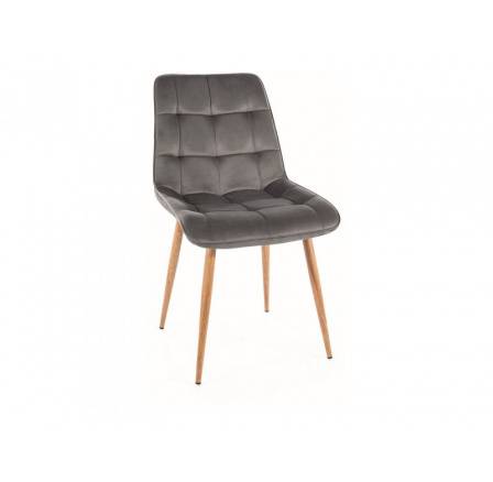 Jedálenská stolička CHIC D VELVET, sivá Bluvel 14/dub