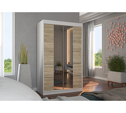 Posuvná skriňa so zrkadlom GENUA 120 Biela+Sonoma