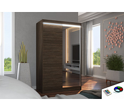 Posuvná skriňa so zrkadlom a LED osvetlením REWENA 120 Choco+Choco