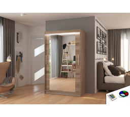 Posuvná skriňa so zrkadlom a LED osvetlením TIBAGO 120 Truffle+Truffle