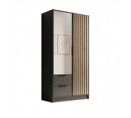 Šatní skriňa Neri 100 so zrkadlami Čierna+Čierna