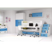 Detská poschodová posteľ s písacím stolom MAX 1 Modrá, bez matraca 80 X 200, pre 3 osoby