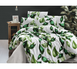 Krepová obliečka na vankúš Leaves green 50x70