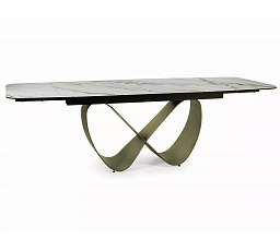 Jedálenský stôl INFINITY CERAMIC, Amber Bianco biely mat/Hnedá