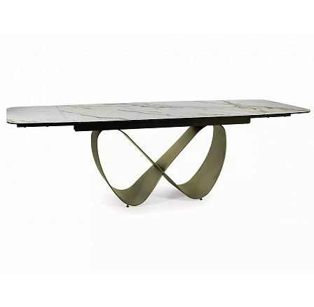 Jedálenský stôl INFINITY CERAMIC, Amber Bianco biely mat/Hnedá