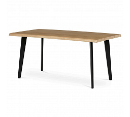 Stôl jedálenský, 160x90x75 cm, MDF doska, dekor divoký dub, kov, čierny lak