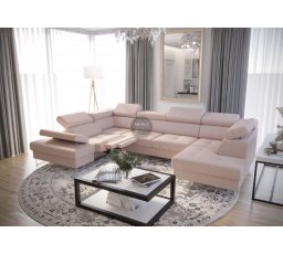 Rohová sedacia súprava GALAXY MAX II, relax s funkciou spania 215x350x170 - béžová, ľavá