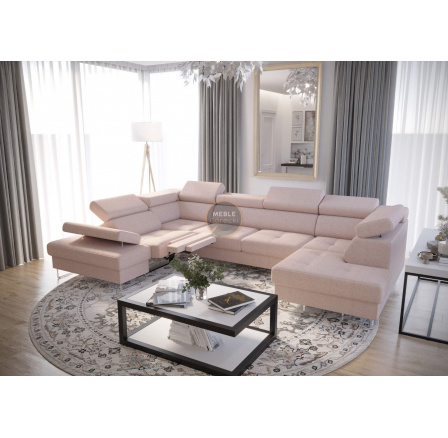 Rohová sedacia súprava GALAXY MAX II, relax s funkciou spania 215x350x170 - béžová, ľavá