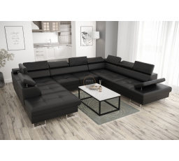 Rohová sedacia súprava GALAXY MAX I s funkciou spania 280x350x225 - čierna eko koža, pravá