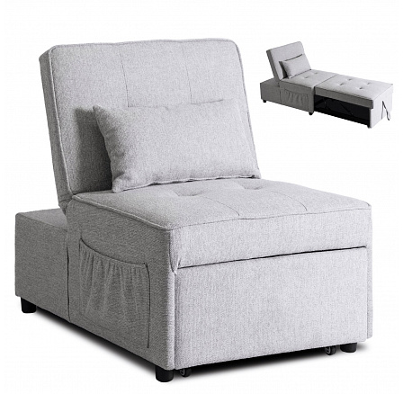 Rozkladacie kreslo IBERIS 80 cm na spanie Sivé