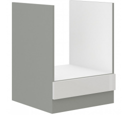 Kuchynská skrinka na sporák BOLZANO 60 D GAZ BB, Biely lesk/Sivá