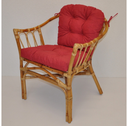 Ratanové kreslo Subaliu - vankúš bordový