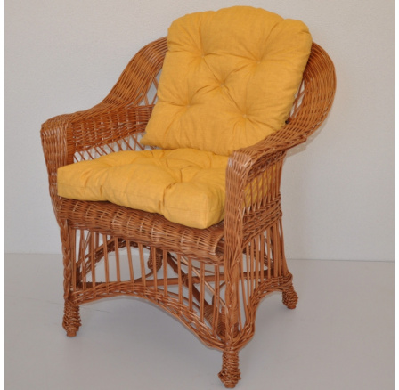 Kreslo Weigier prírodné - vankúš žlté odlesky