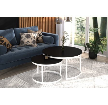 Konferenčný stolík 2v1 OKIN Biela+Čierna