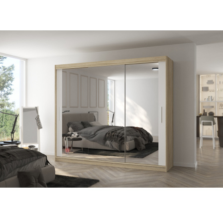 Posuvná skriňa so zrkadlom CHESTER 250 Sonoma+White