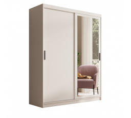 Šatní skriňa s posuvnými dverami a zrkadlom Hailey 160 Biela+Biela