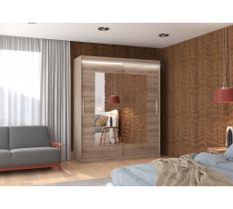 Posuvná skriňa so zrkadlom a LED osvetlením ROSETTE 180 Truffle+Truffle