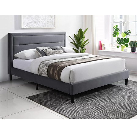 Posteľ MALAGA VELVET, 140x200 cm, Sivý Bluvel 14/Čierna