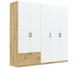 Šatní skriňa ALTA 5D1S, Dub Artisan/Biela