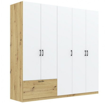 Šatní skriňa ALTA 5D1S, Dub Artisan/Biela