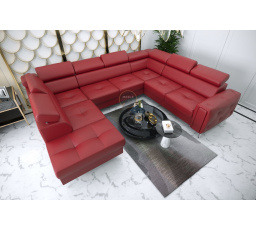 Rohová sedacia súprava ORION MAX I s funkciou spania 225X350X255 cm prírodná koža - čierna koža, Pravá strana