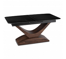 Stôl ALICANTE Keramický Rozkladací 160-200 cm Čierny Mramor/Orech