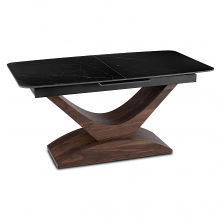 Stôl ALICANTE Keramický Rozkladací 160-200 cm Čierny Mramor/Orech