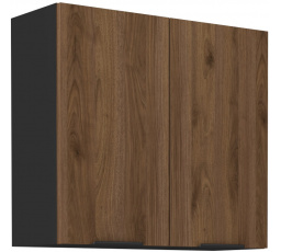 Horná skrinka MONZA - 80 G-72 2F, Čierna mat/Orech