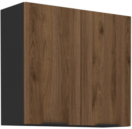 Horná skrinka MONZA - 80 G-72 2F, Čierna mat/Orech