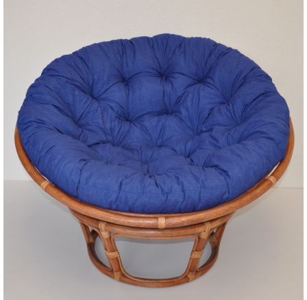 Ratanový papasan 110 cm koňak, tmavomodré plátno Ratanový papasan 110 cm koňak, tmavomodré plátno