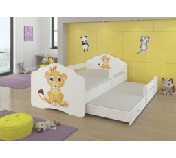 Dvojlôžko s bariérkou a matracmi CASIMO II LION 160x80 Biela