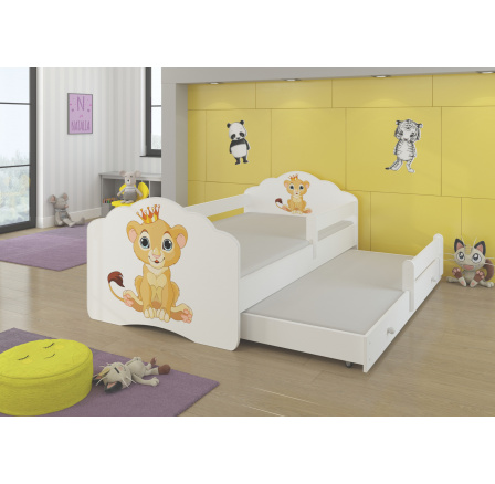 Dvojlôžko s bariérkou a matracmi CASIMO II LION 160x80 Biela Dvojlôžko s bariérkou a matracmi CASIMO II LION 160x80 Biela