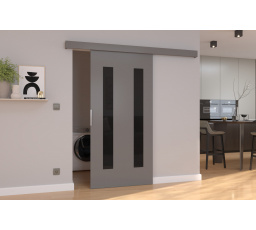 Posuvné dvere na stenu HERS 76 Gray+Black Lacobel