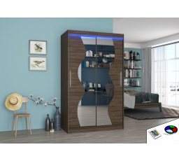 Posuvná skriňa so zrkadlom a LED osvetlením OSWALD 120 Choco+Choco