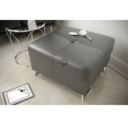 Taburet s úložným priestorom GALAXY 55×55 prírodná koža - Sivá koža