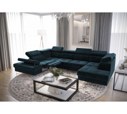 Rohová sedacia súprava GALAXY MAX II, relax s funkciou spania 215x350x170 - modrá, ľavá