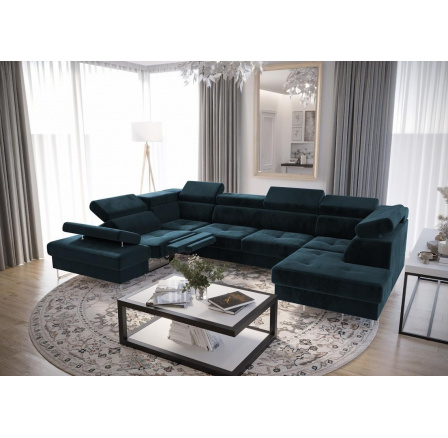 Rohová sedacia súprava GALAXY MAX II, relax s funkciou spania 215x350x170 - modrá, ľavá Rohová sedacia súprava GALAXY MAX II, relax s funkciou spania 215x350x170 - modrá, ľavá