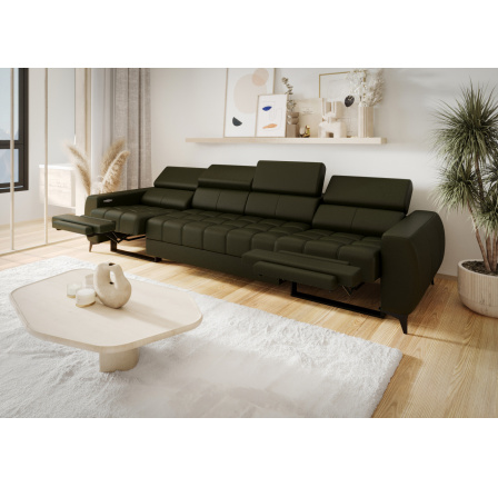 Sofa PORTO IV, relax 331 cm prírodná koža - Olivová koža