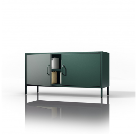 Nízka kovová skrinka na nožičkách fľaškovozelená Moderná ROSAN, 1150 x 595 x 400 mm Nízka kovová skrinka na nožičkách fľaškovozelená Moderná ROSAN, 1150 x 595 x 400 mm